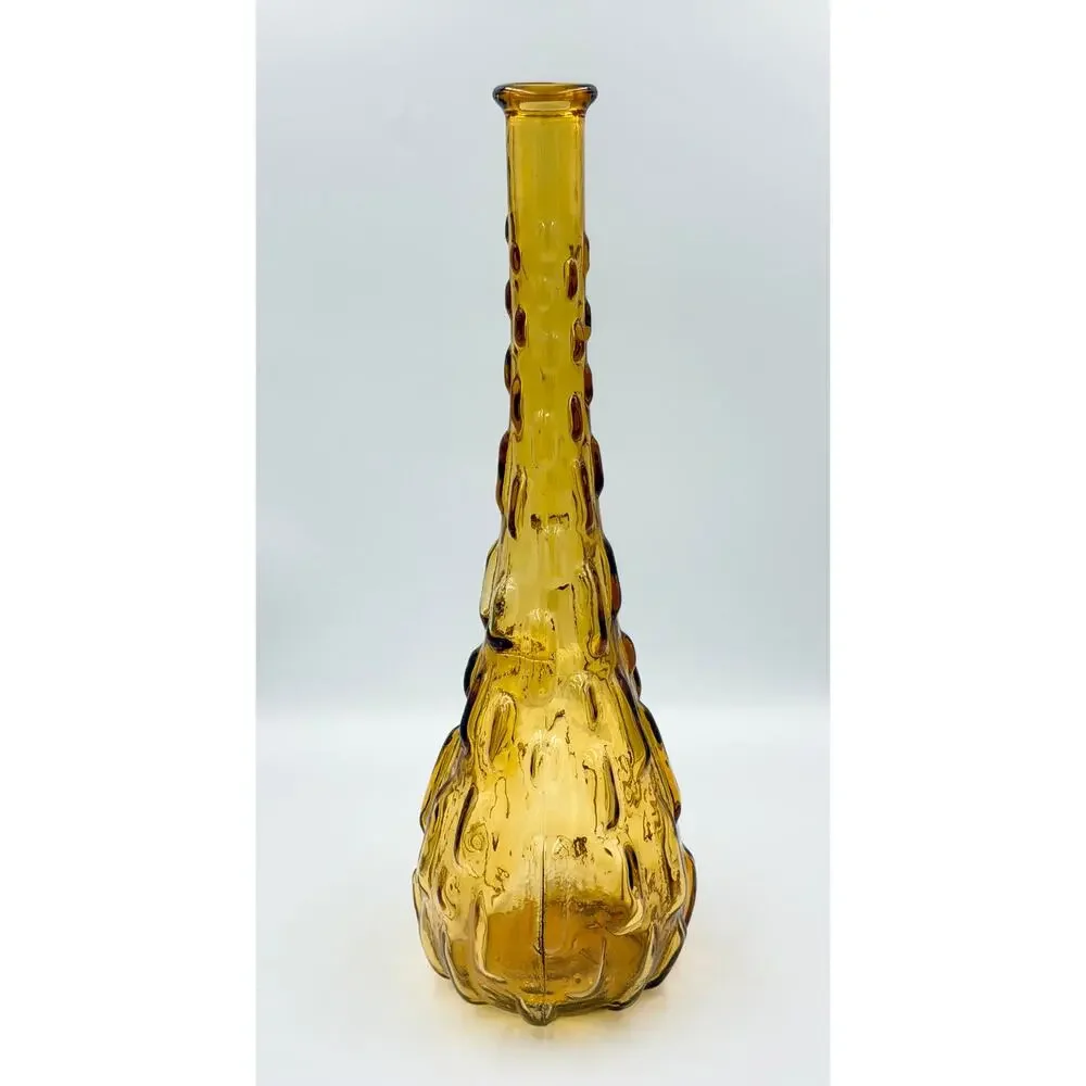Vintage Italian Empoli Amber Glass Decanter Genie Bottle Bud Vase NO STOPPER